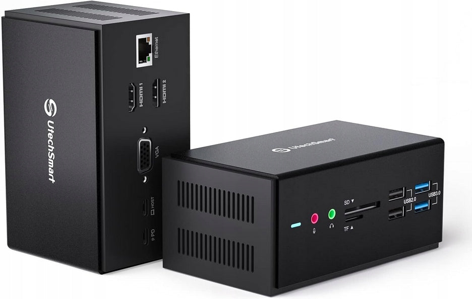 USB-C Docking Station UtechSmart 14w1 3 Monitors 2x HDMI VGA