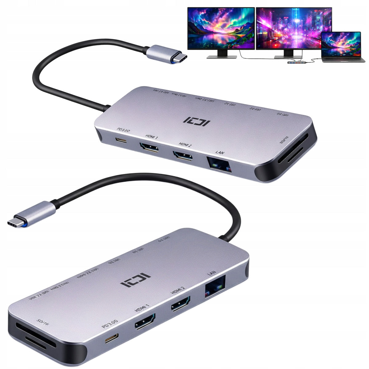 USB-C Docking Station for 2 Monitors Image Extension for FUJITSU Laptop