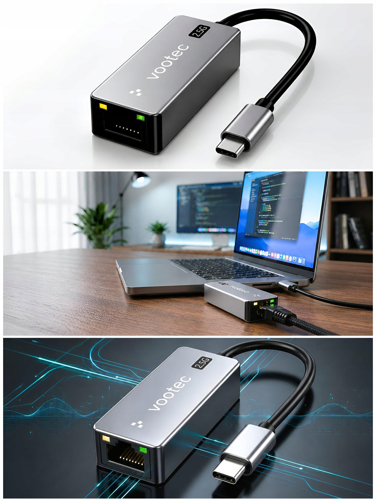 USB-C Ethernet Adapter RJ45 2.5G 2500Mbps Thunderbolt LAN Network Card Manufacturer code 0258