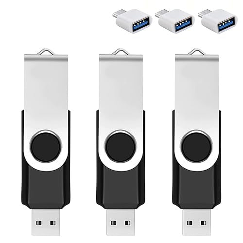 USB C FLASH DRIVE 32 GB SET OF 3 PIECES ROTATING ADAPTER for home gift Color black