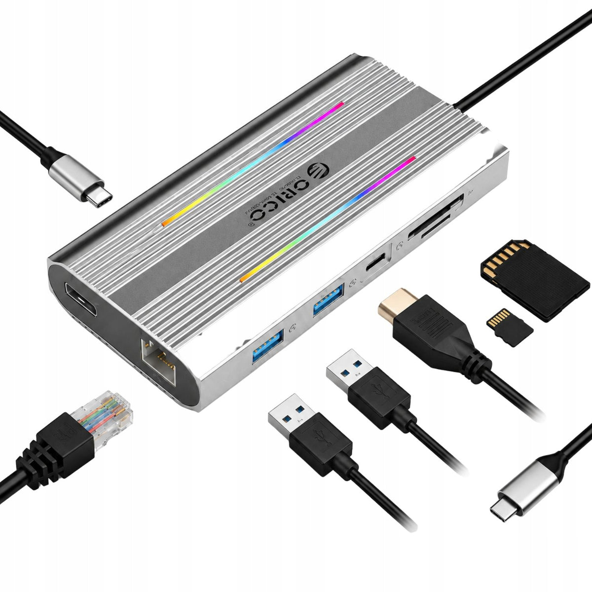 USB-C HDMI DOCKING STATION 12in1 DELL DisplayPort 60Hz RJ45 PD 100W SD ORICO