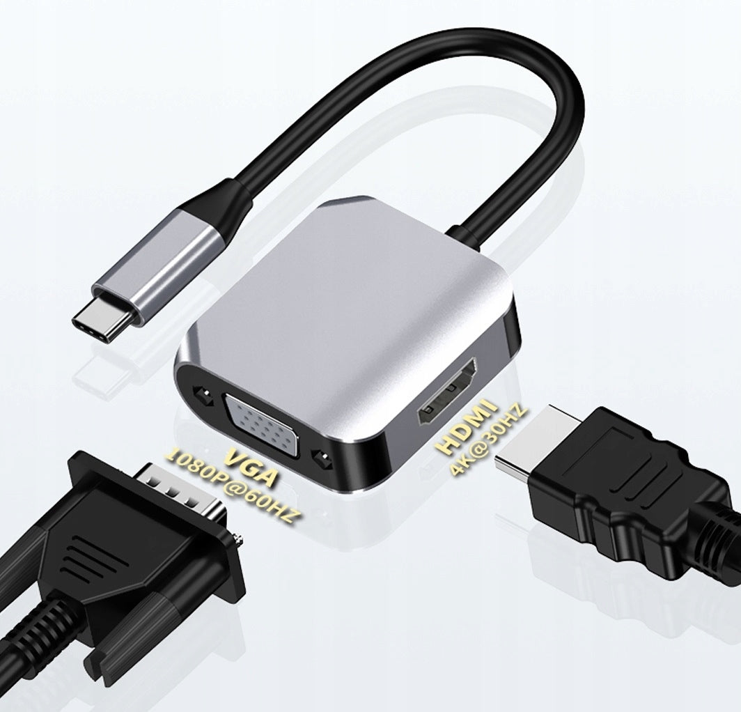 USB C HUB Adapter HDMI VGA Adapter + Sticker Packaging status original