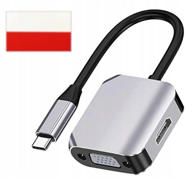 USB C HUB Adapter HDMI VGA Adapter + Sticker