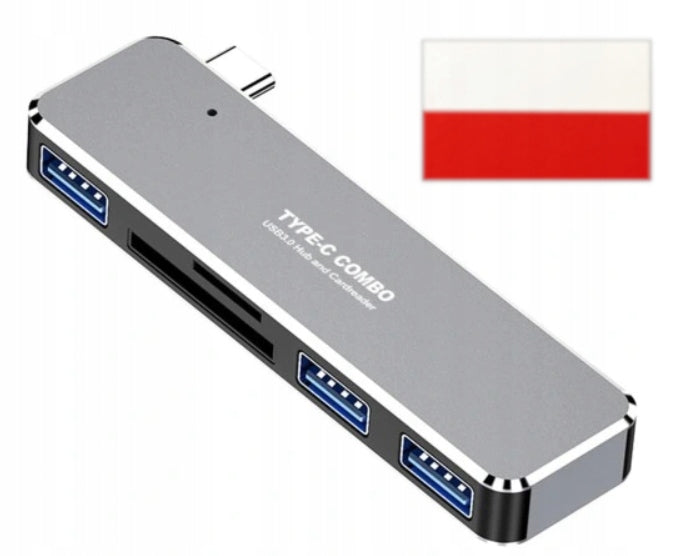 USB C HUB Adapter microSD SD Splitter Adapter + Sticker