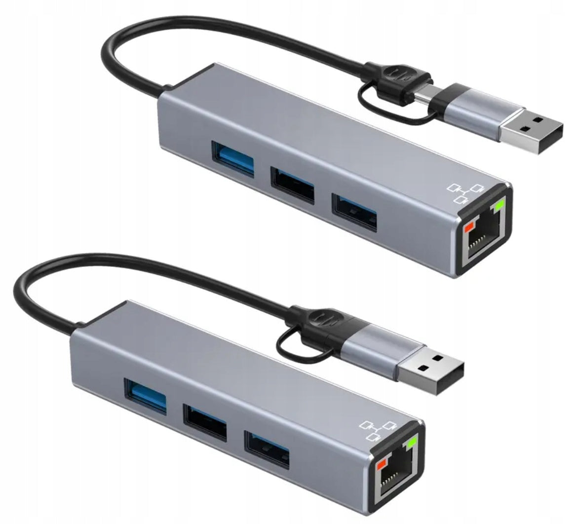 USB-C HUB LAN USB 3.0 network card up to 5 Gbps Ethernet RJ45 up to 100 Mbps Packaging status original