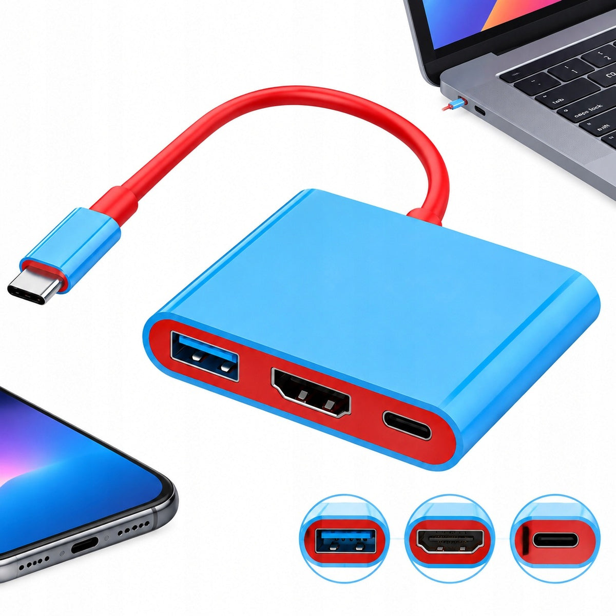 USB C HUB MACBOOK SWITCH HDMI USB 3IN1 DOCKING STATION