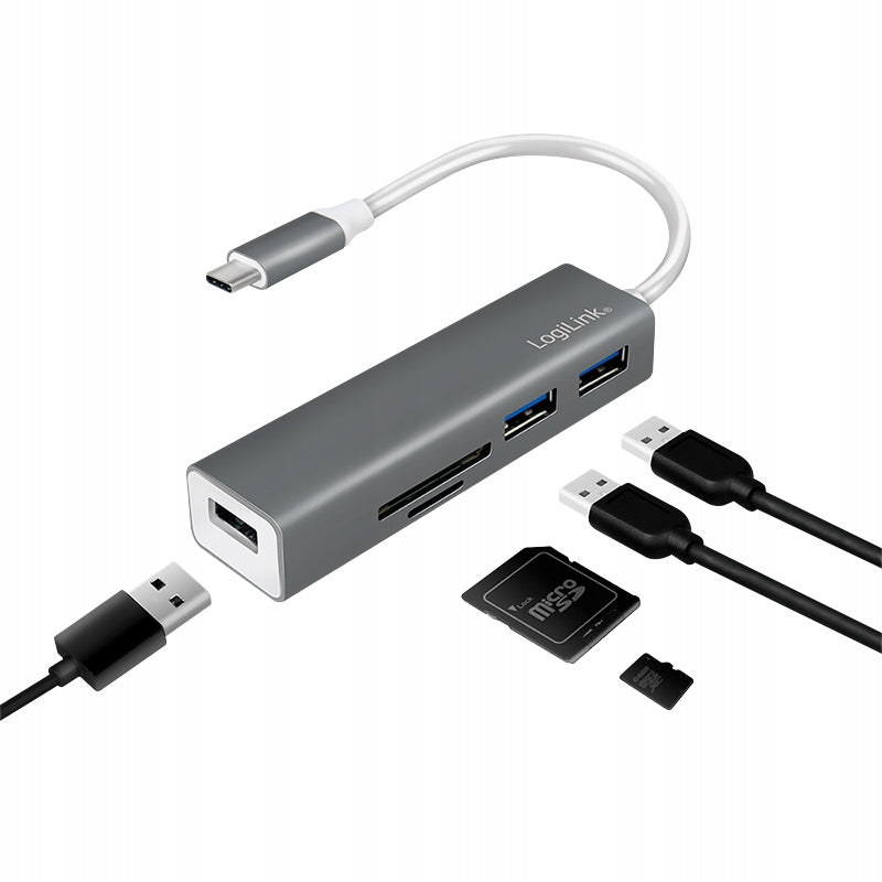 USB-C Hub 3 Ports SD Card Reader microSD USB 3.2 Gen 1 Hot swap LogiLink. Packaging status original
