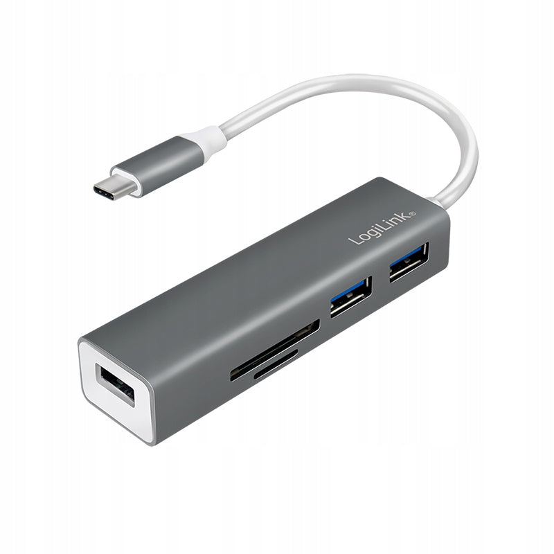USB-C Hub 3 Ports SD Card Reader microSD USB 3.2 Gen 1 Hot swap LogiLink.