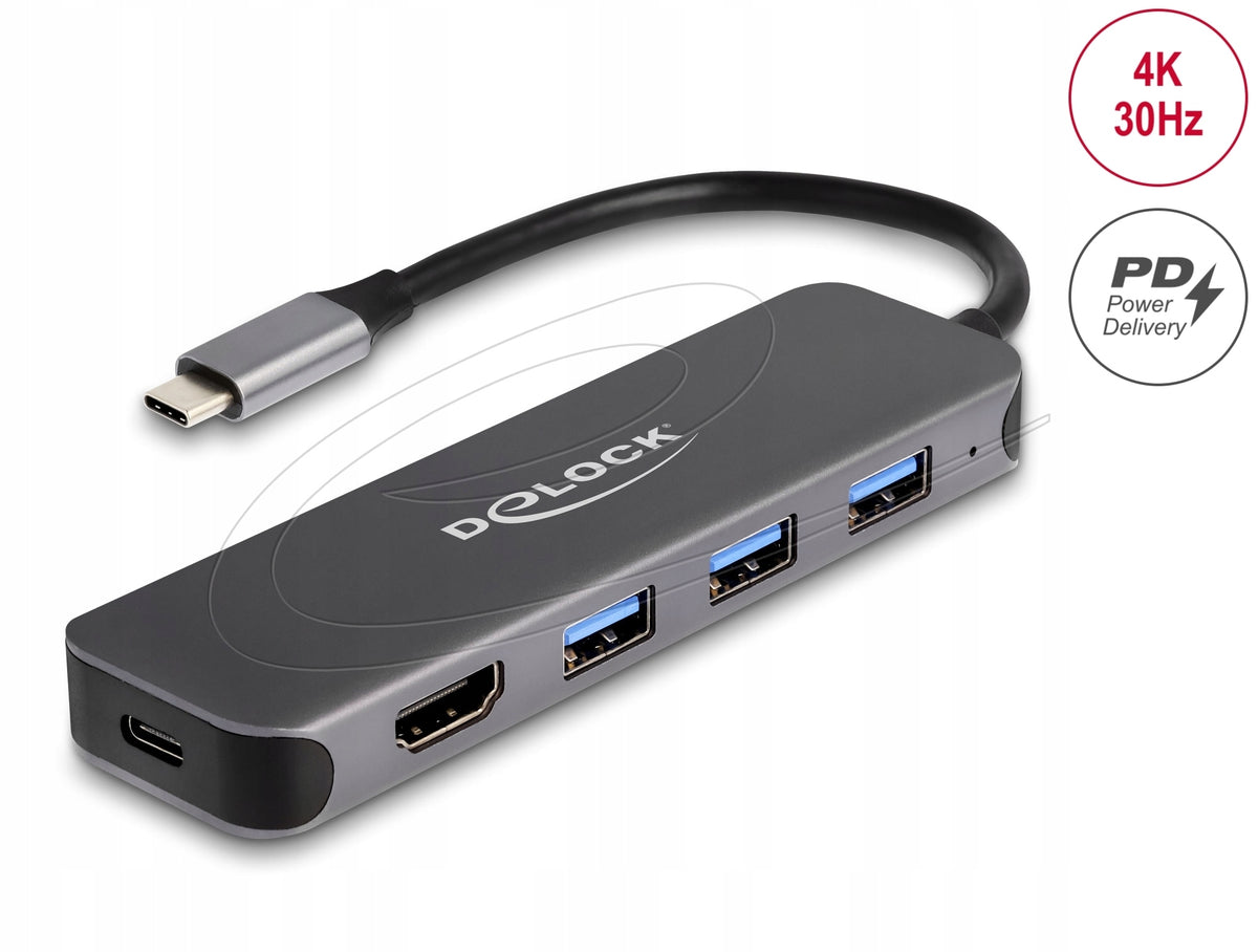 USB-C Hub 3x USB + HDMI 4K, Power Delivery 85W Delock 64171