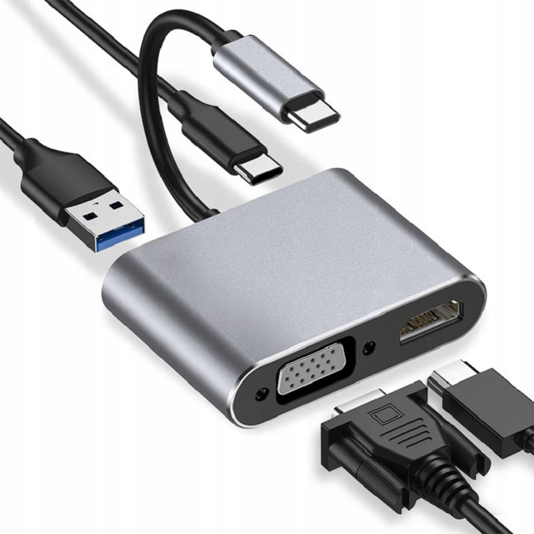 USB-C Hub 4in1 HDMI 4K VGA FullHD PD Power Delivery 100W Docking Station