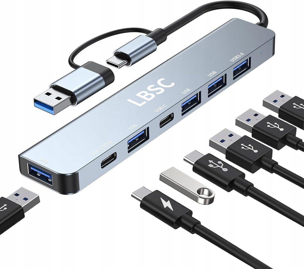 USB C Hub 7 in 1 Multiport Adapter for Laptops and Devices