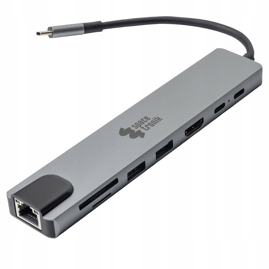 USB-C Hub 8in1 HDMI RJ45 Power Deliwery Card Reader Spacetronik adapter