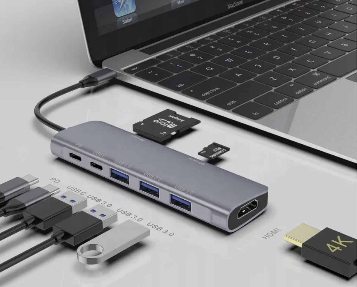 USB-C Hub Adapter - HDMI, USB, SD, PD 100W - 4K 30Hz / 1080p 60Hz Packaging status original