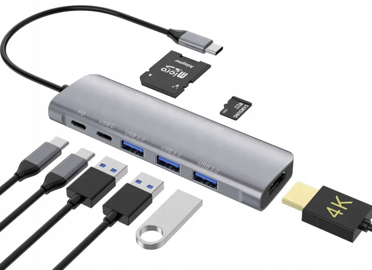 USB-C Hub Adapter - HDMI, USB, SD, PD 100W - 4K 30Hz / 1080p 60Hz
