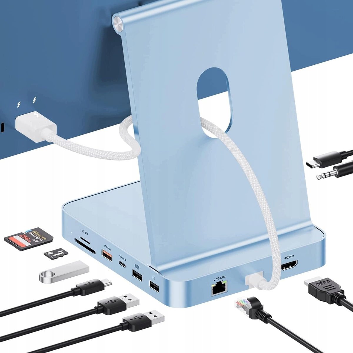 USB-C Hub for iMac M1 M3 M4 10Gbit/s SD TF Hub Blue 24 27 Inch