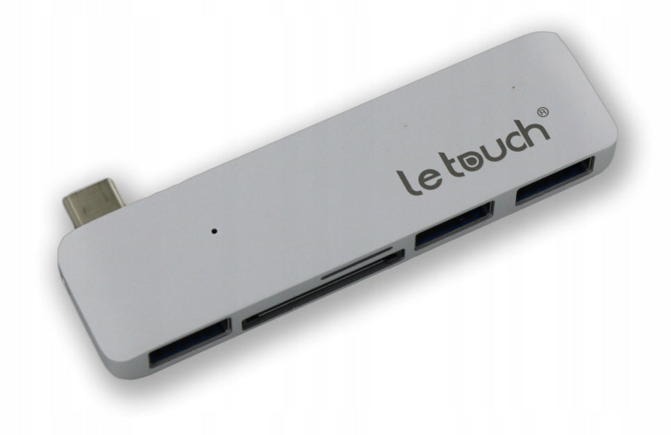 USB-C Hub with 3 USB-A Ports and LE TOUCH Card Reader Packaging status original