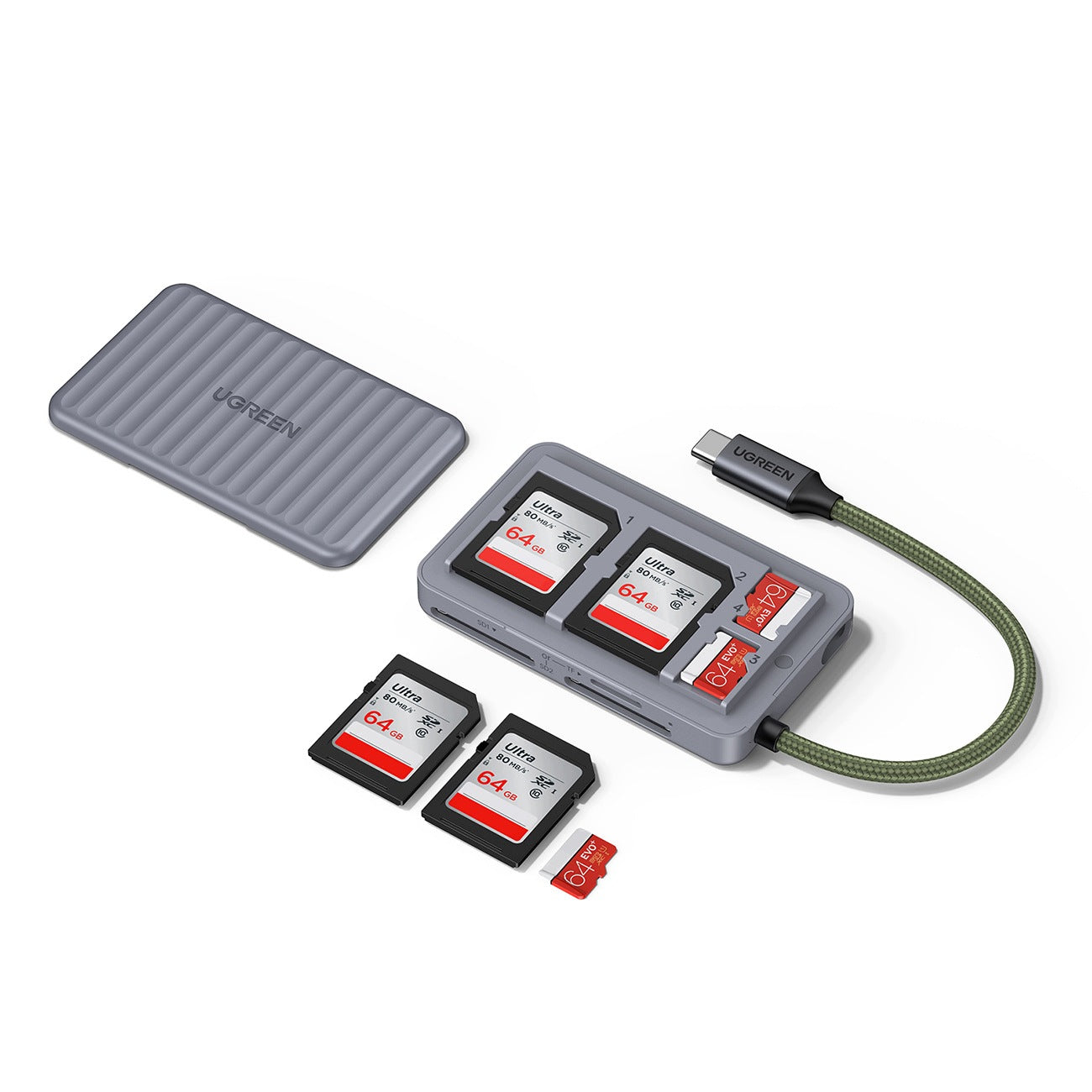 USB-C MEMORY CARD READER 3 CARDS SIMULTANEOUSLY SPEED UP TO 170MB/S SD TF Manufacturer Ugreen