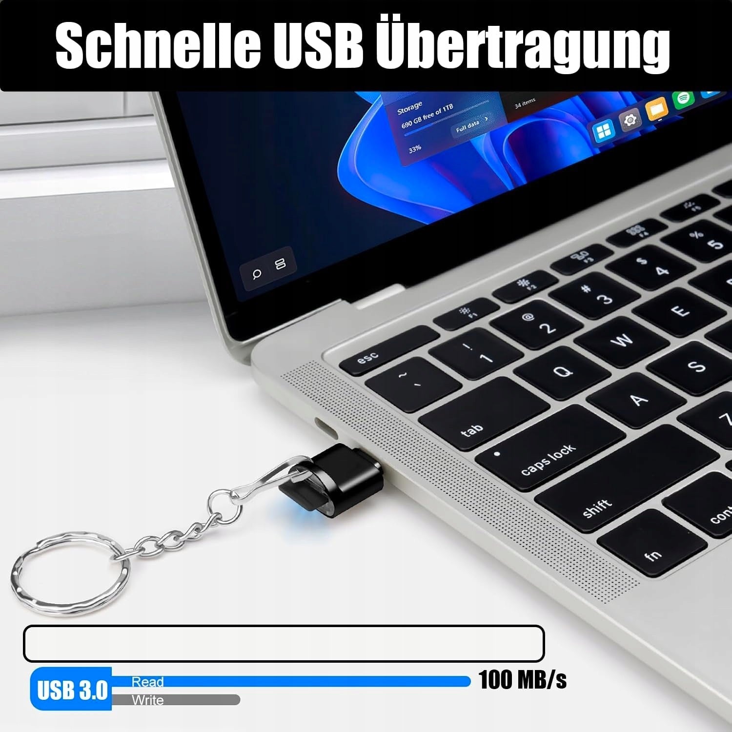 USB C MICRO SD TF CARD READER WITH KEY CHAIN BLACK WITHOUT OTG DRIVERS Kind MMC/SD
