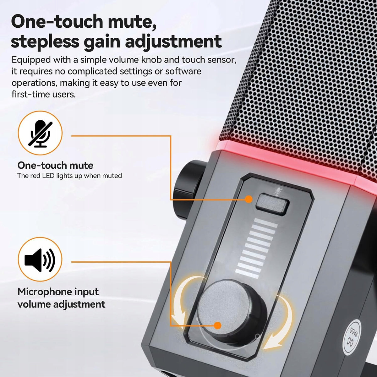 USB-C MICROPHONE 14MM CAPACITIVE RGB NOISE REDUCTION PODCAST Brand Eluteng