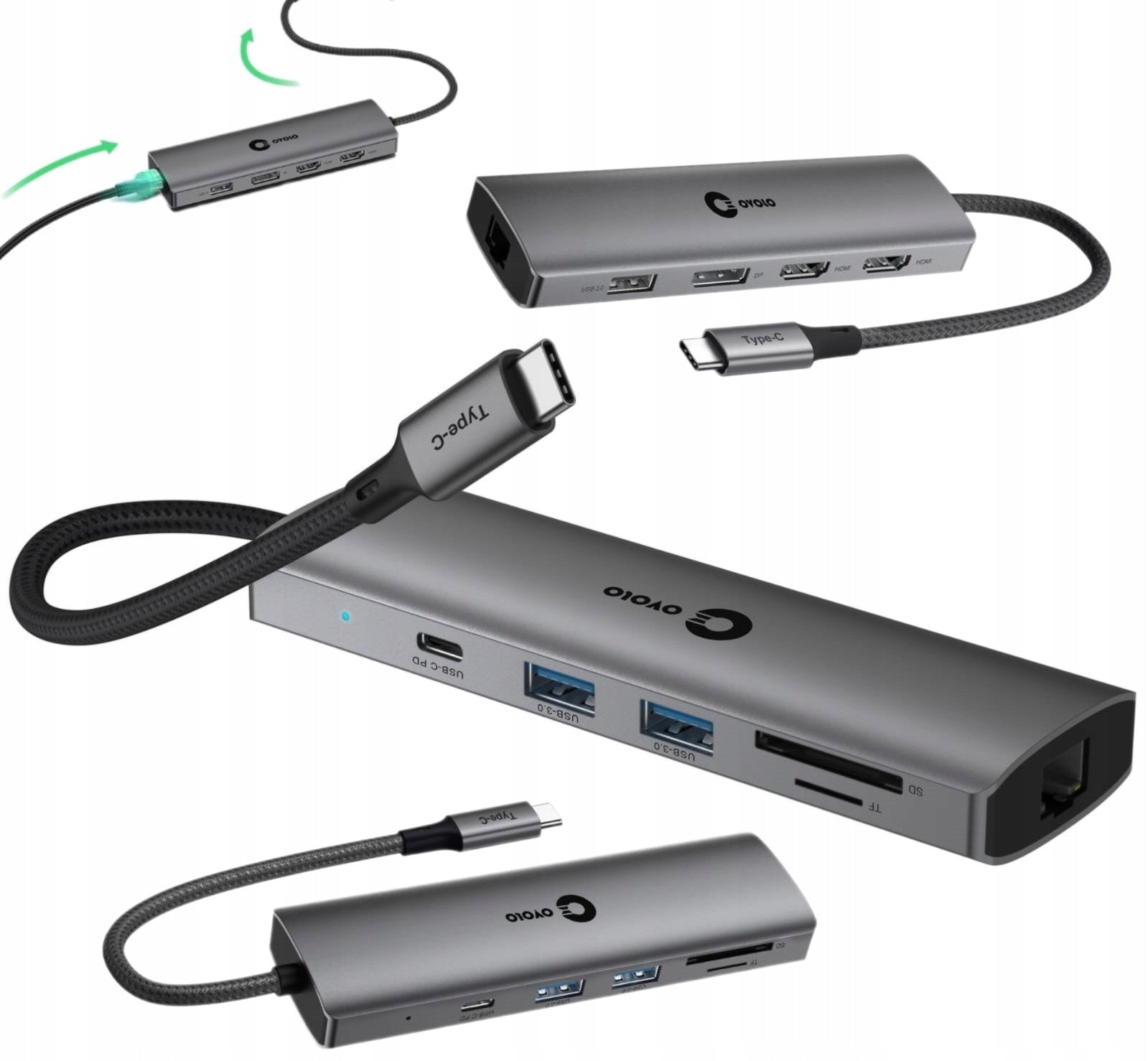 USB-C PD 100W 4xUSB 3.0 2.0 2xHDMI RJ45 VGA Port Replicator for Laptop PC