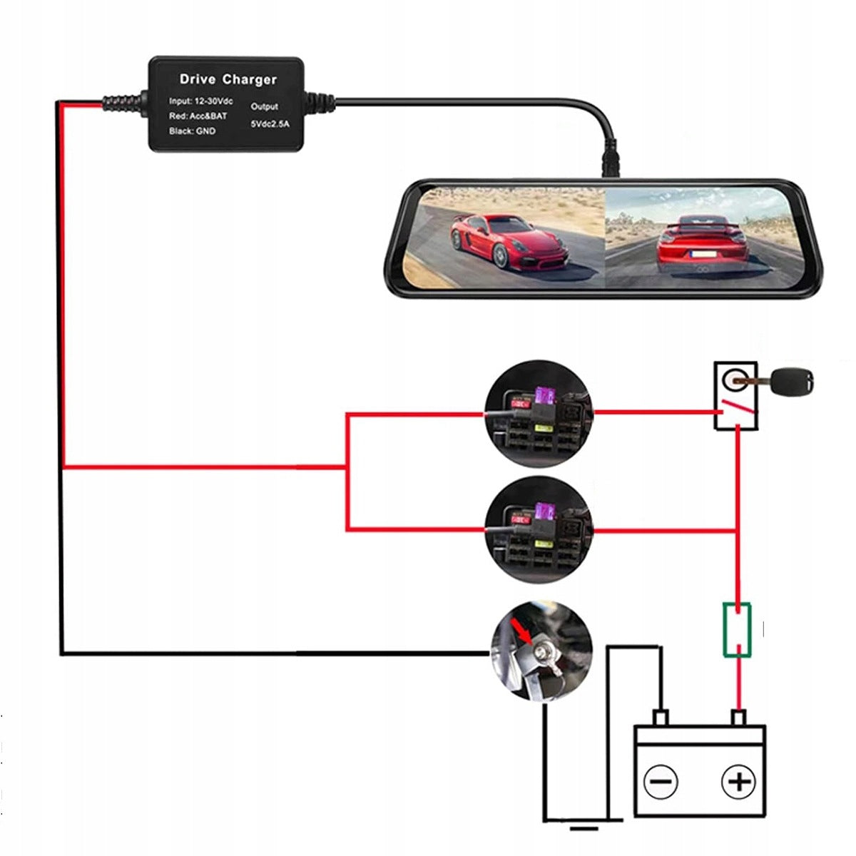 USB-C POWER ADAPTER FOR 12-24V CAR CAMERAS Model 6974437477206
