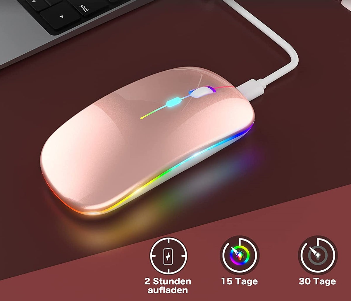 USB -C RGB Bluetooth Mouse for Apple MacBook Laptop Pink Gold Packaging status original