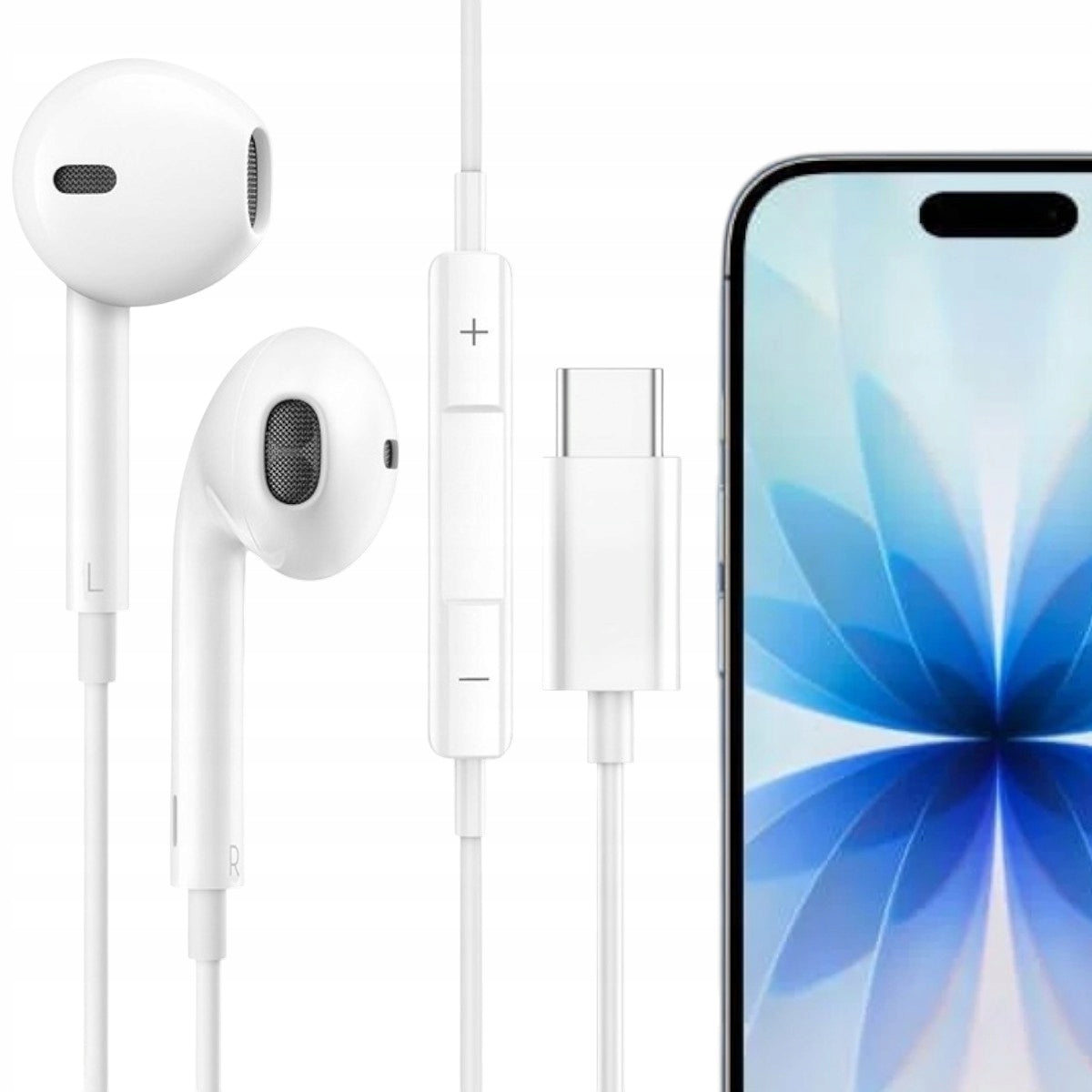 USB-C WIRED EARBUDS FOR IPHONE 15 16 17 PRO MAX IPAD MACBOOK