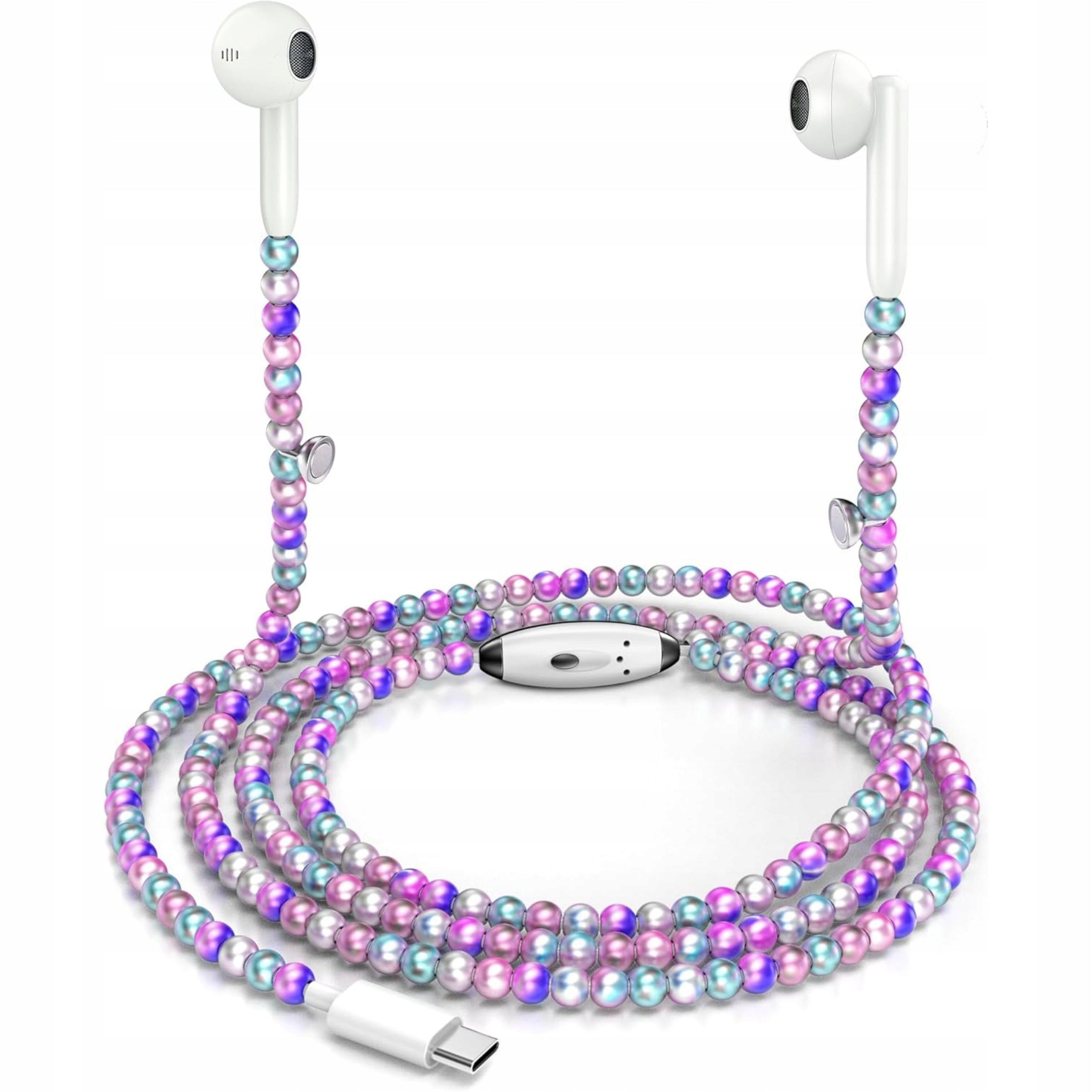 USB C Wired Earbuds with HiFi Pearls Stereo Microphone Adjustable