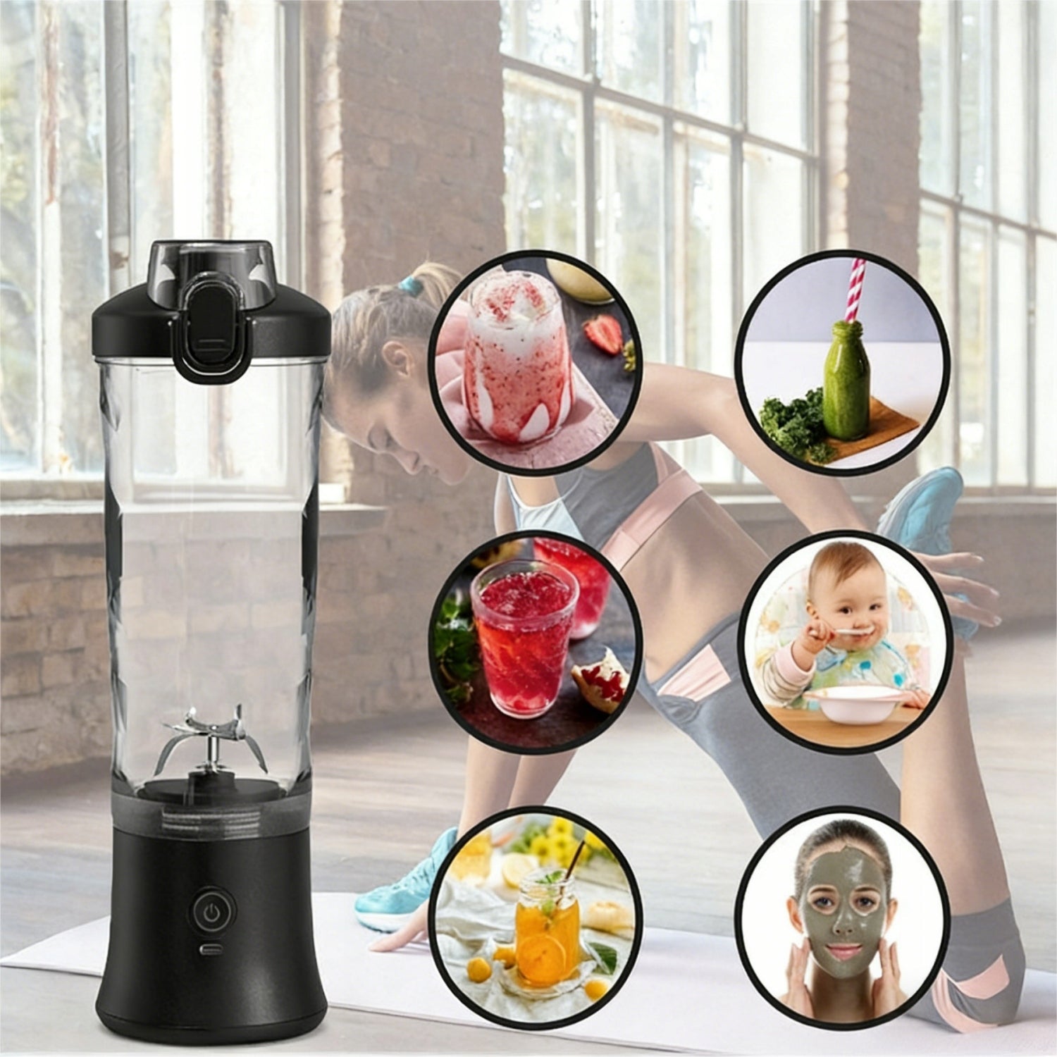 USB-C Wireless Blender For Smoothie Cocktails 6 Blades 600ml Manufacturer code sennifar-773