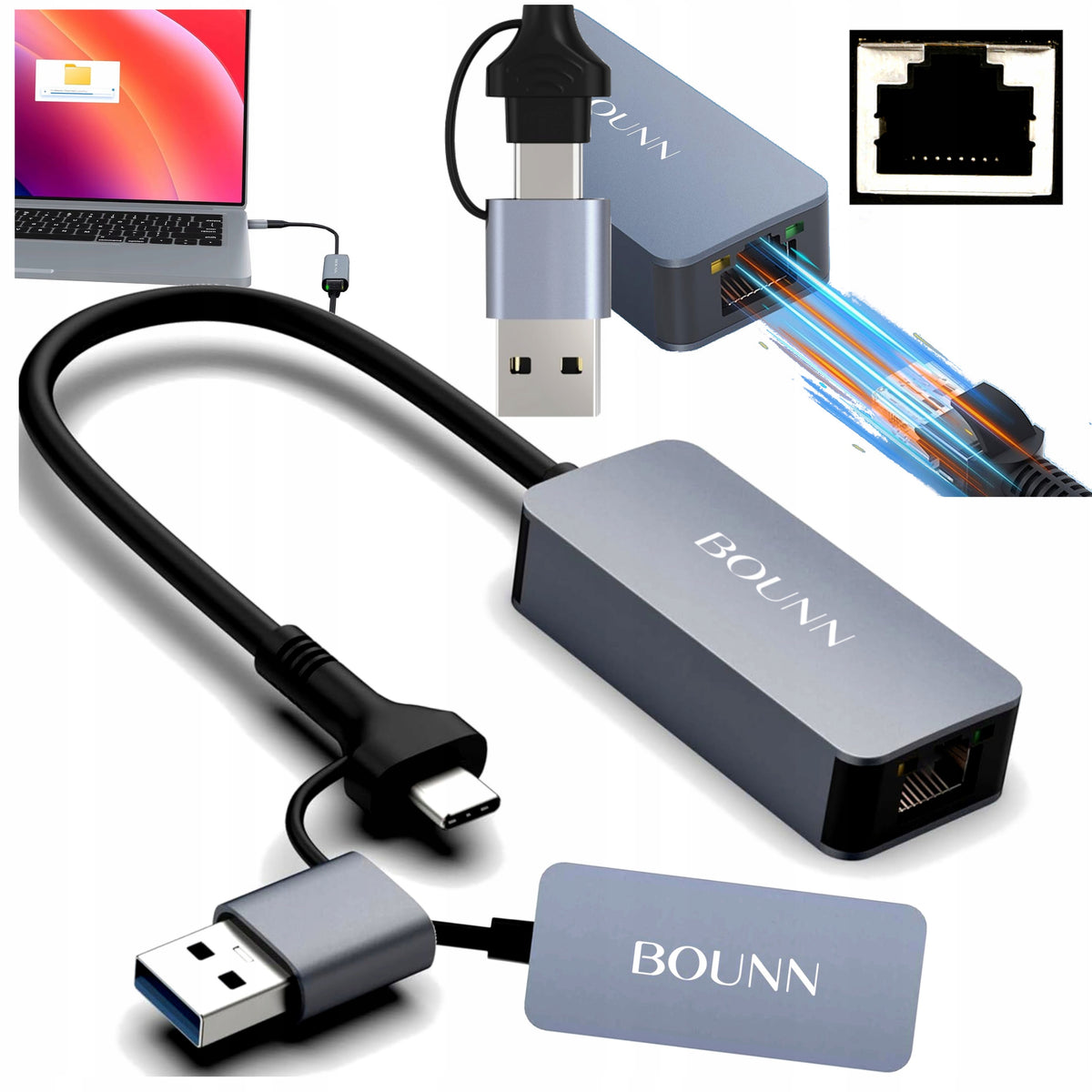 USB-C network adapter RJ45 external 2500 Mbps adapter