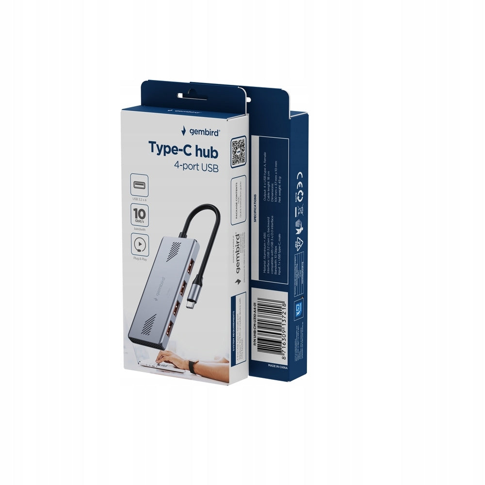 USB-C to 4x USB-A USB 3.2 Gen 2 (10 Gbps) USB Splitter Gembird Packaging status original