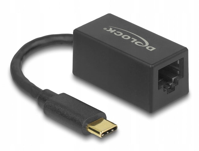 USB-C to RJ45 Gigabit LAN Adapter Compact Black Delock 65904