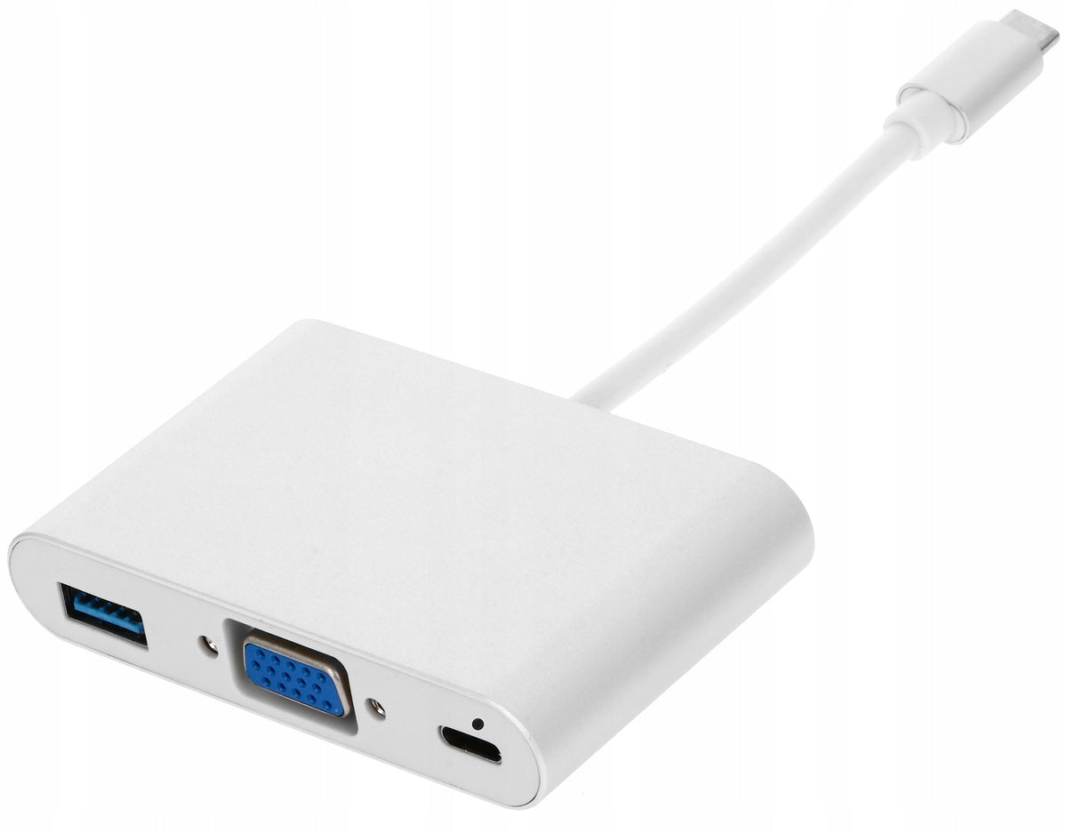 USB-C to VGA Adapter with USB 3.0 and PD Charging - 4K Hub - 3-in-1 - MacBook Compatible