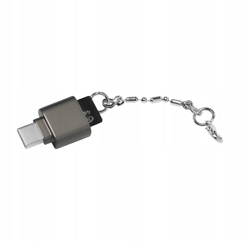 USB-C to microSD Memory Card Reader with OTG Function Grey Keychain Manufacturer Logilink