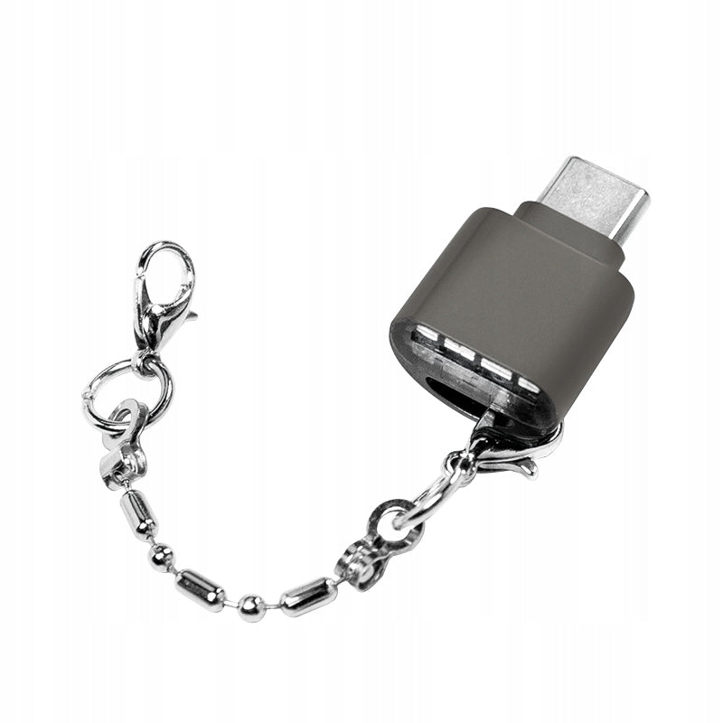 USB-C to microSD Memory Card Reader with OTG Function Grey Keychain Manufacturer code CR0039