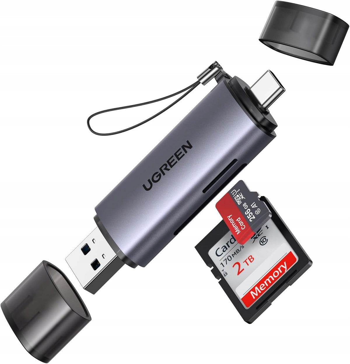 USB CARD READER 3.0 AND USB C CARD READER SD/TF GREY COMPACT PORTABLE