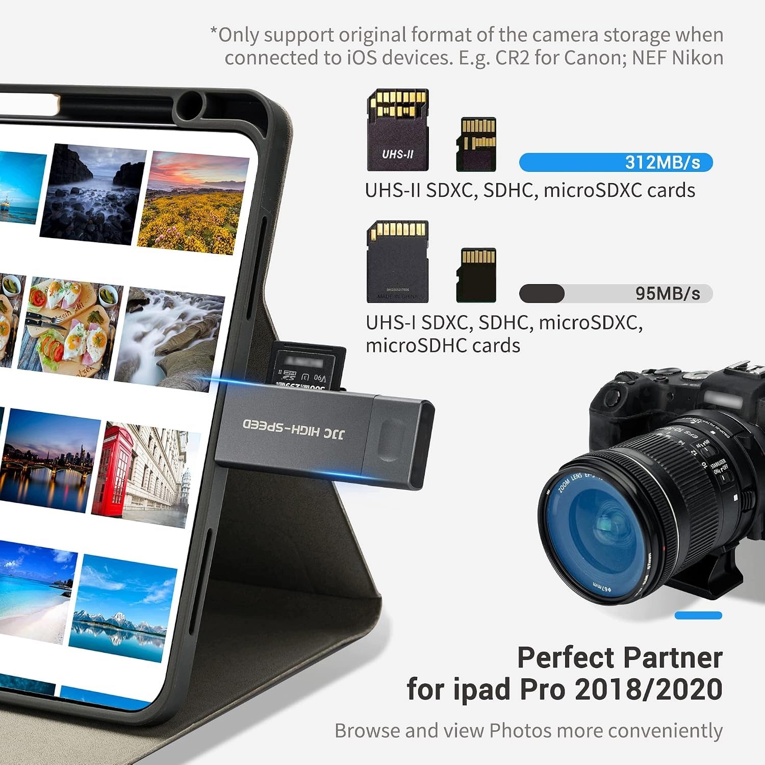 USB CARD READER 3.1 3IN1 SD MICROSD MMC FAST 312MB/S Kind CompactFlash