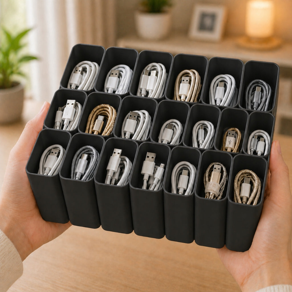 USB Cable Organizer Black Drawer Charger Container Brand no brand