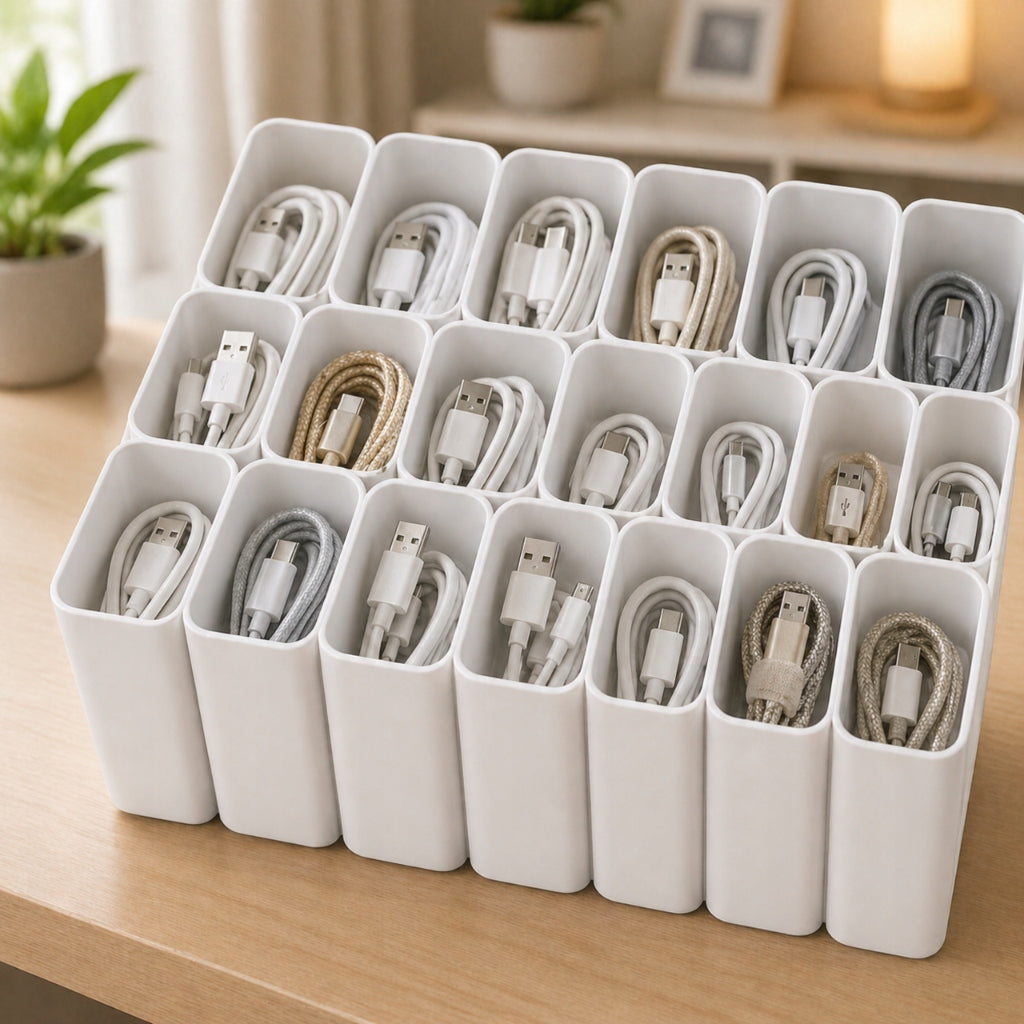 USB Cable Organizer White Drawer Charger Container Packaging status original