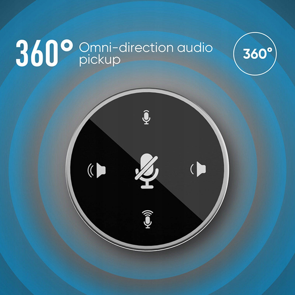 USB Conference Microphone W/Speaker Mic W/ Mute for Desktop Black Packaging status original