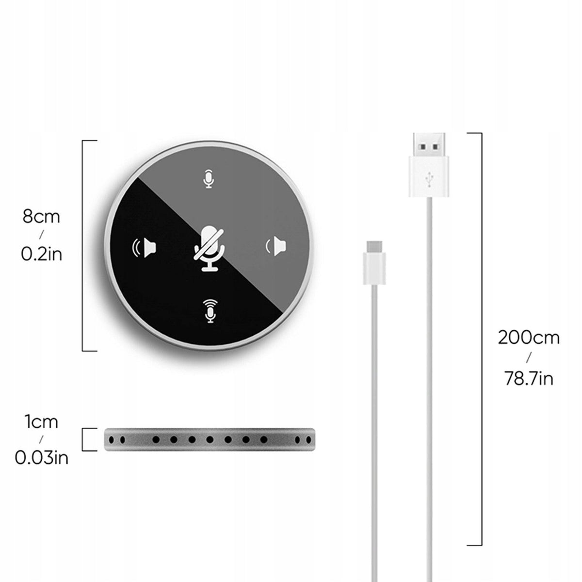 USB Conference Microphone W/Speaker / Mute for Desktop White Packaging status original