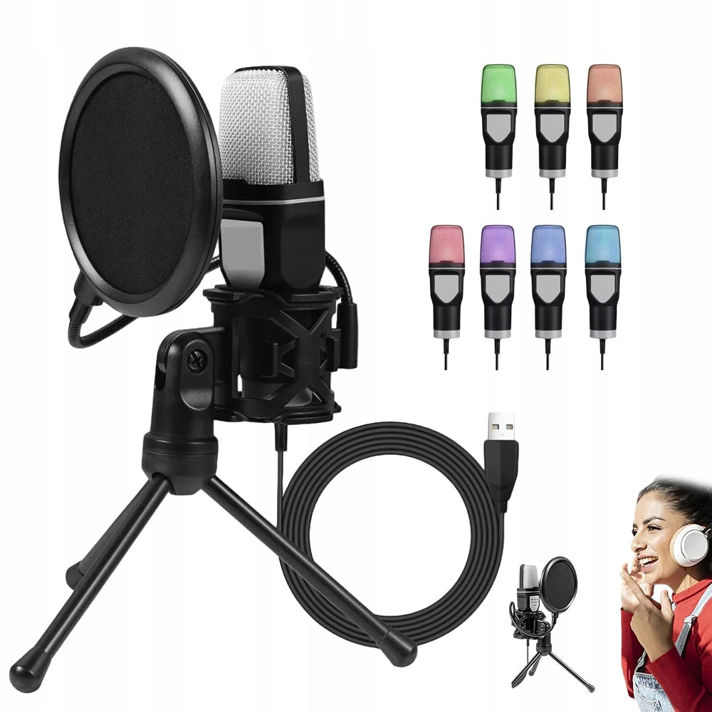 USB DIRECTIONAL MICROPHONE FOR COMPUTER WITH TRIPOD AND COVER