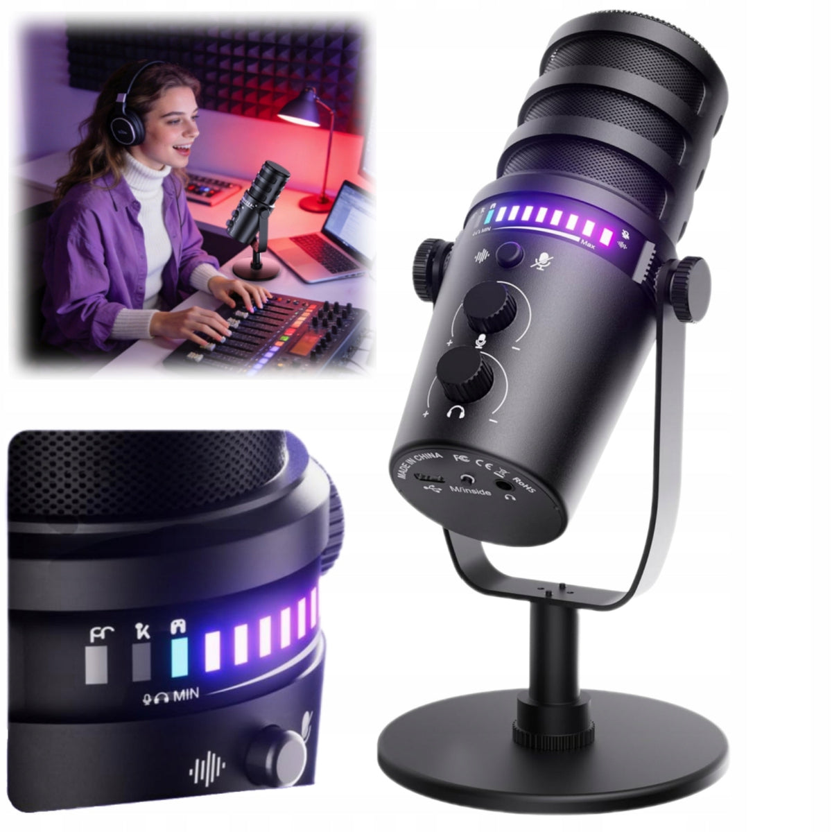 USB DYNAMIC MICROPHONE PC GAMING MICROPHONE WITH DESK STAND SET