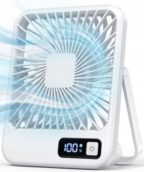 USB Desk Fan 5-Stage LED Display Folding Stand