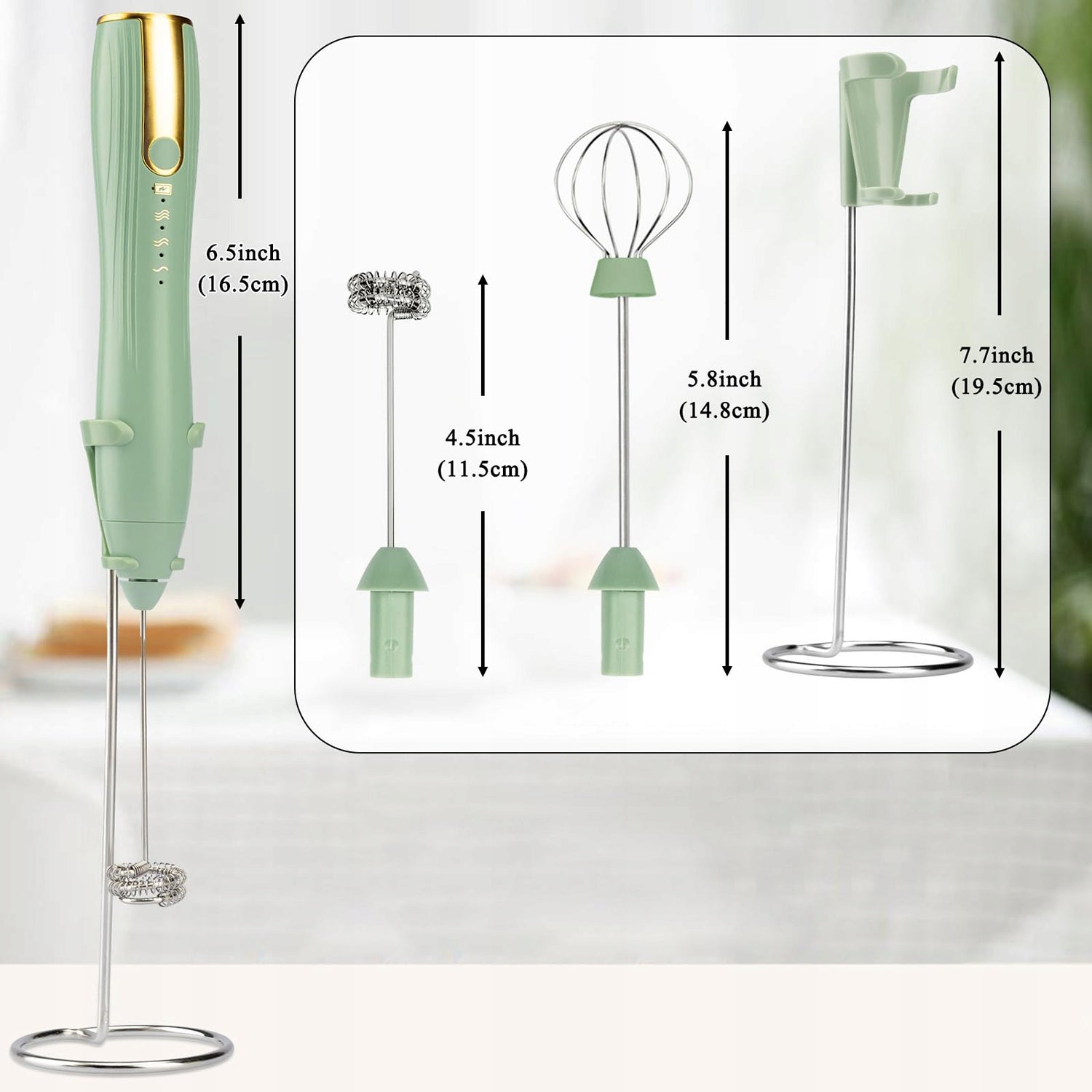 USB Electric Milk frother, 3 Speeds, Coffee Mixer - Green Brand no brand