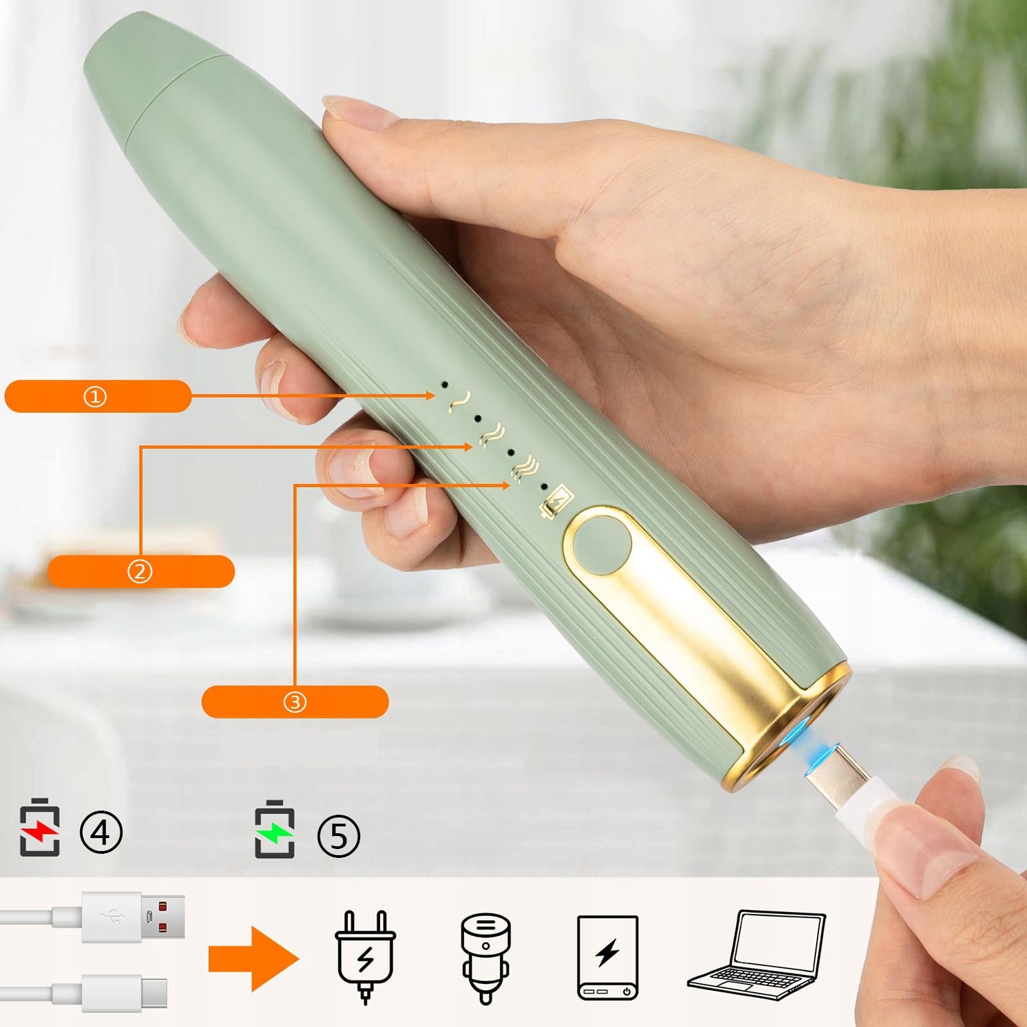 USB Electric Milk frother, 3 Speeds, Coffee Mixer - Green Model Elektryczny spieniacz do mleka zielony