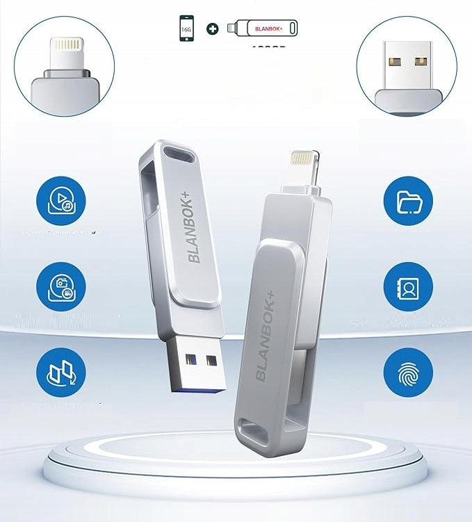 USB FLASH DRIVE 120GB BLANBOK+ MFI FOR IPHONE/IPAD/ANDROID/PC Manufacturer code B0C3GPZQFP