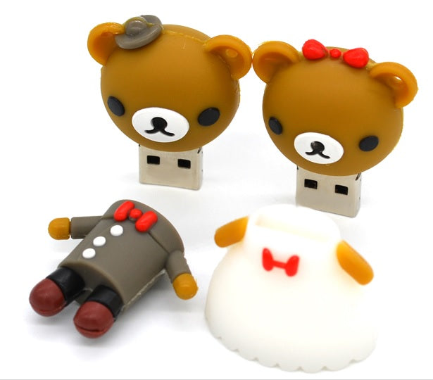 USB FLASH DRIVE 128GB GROOM HUSBAND BEAR WEDDING Color gray