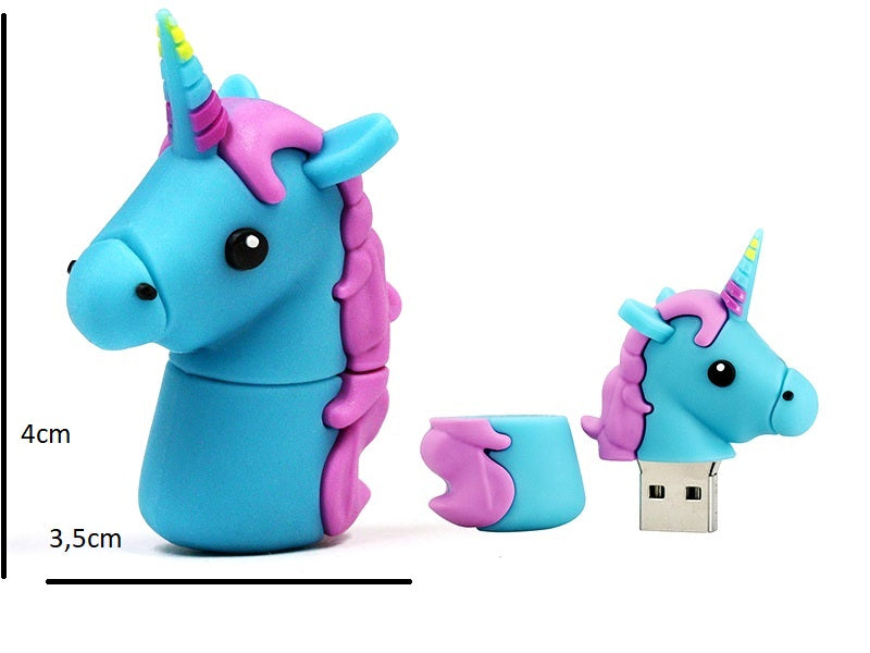USB FLASH DRIVE 16 GB UNICORN PONY BLUE Color blue