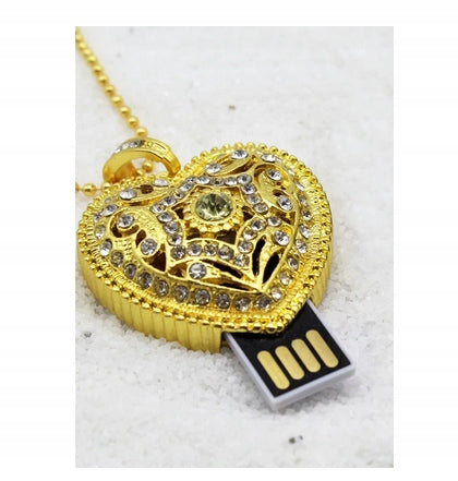 USB FLASH DRIVE 16 GB WOMEN'S HEART NECKLACE